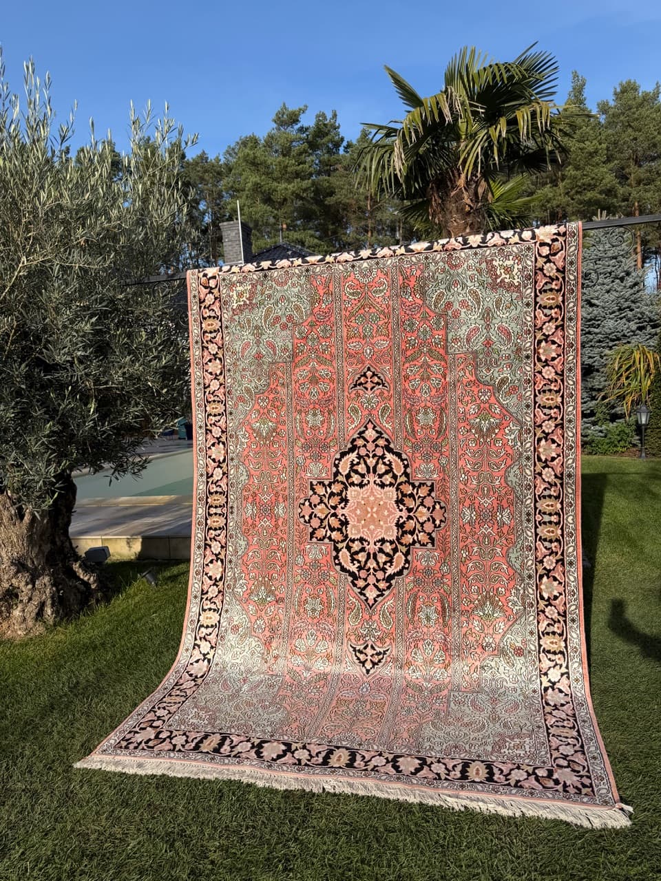 Rug Ghoum/Qom, red silk, India - 172209