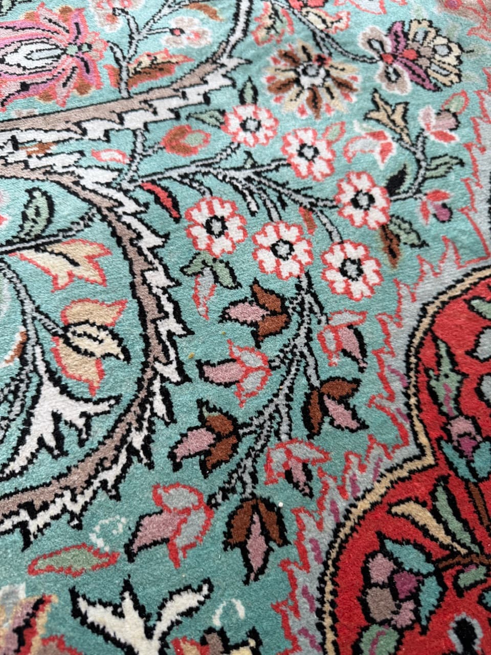 Rug Ghoum, multicolor, natural silk cotton, India - 172224