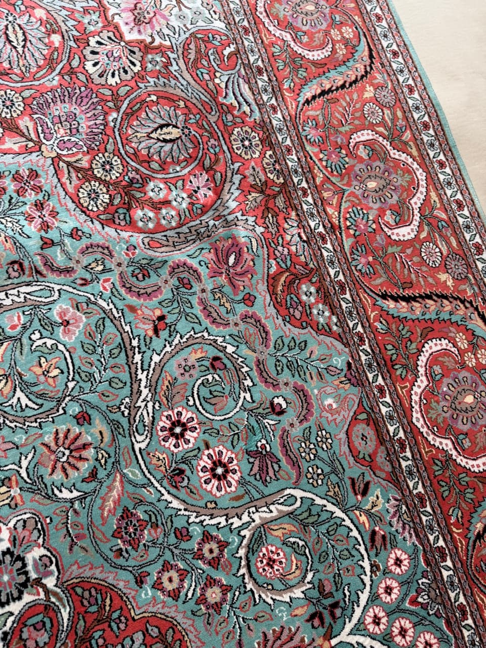 Rug Ghoum, multicolor, natural silk cotton, India - 172229