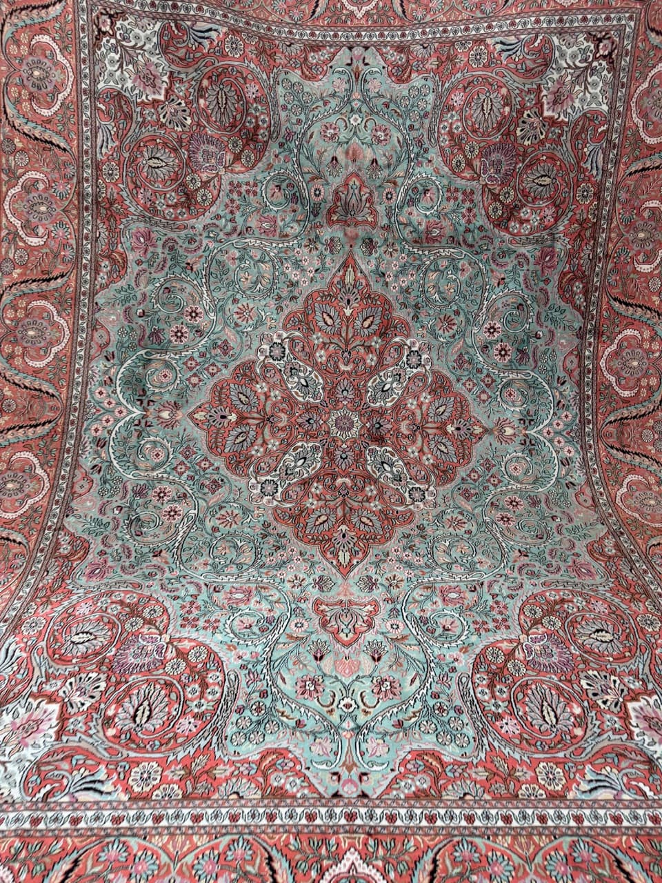 Rug Ghoum, multicolor, natural silk cotton, India - 172231