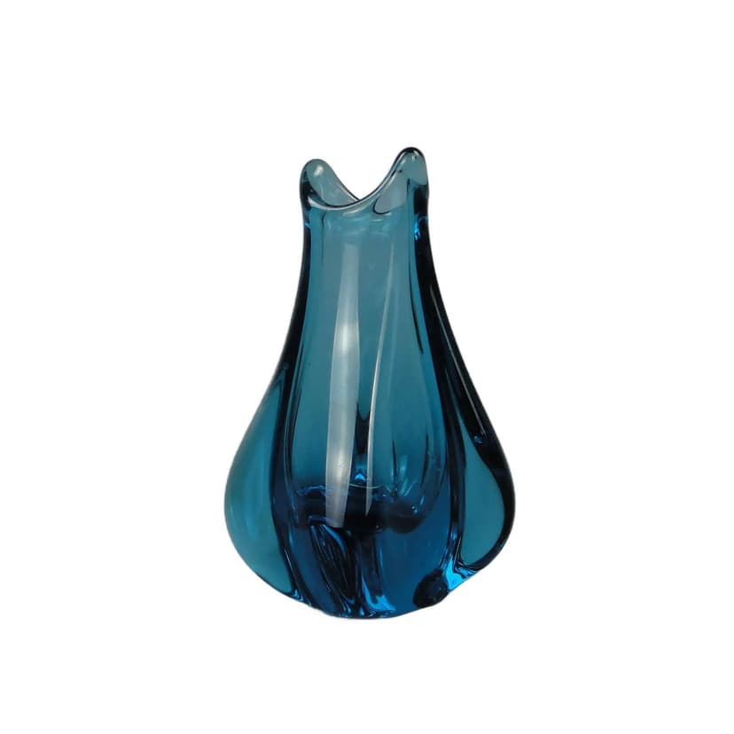 Wazon, błękitny, szkło, proj. J. Beranek, Skrdlovice, Czechosłowacja, lata 60.