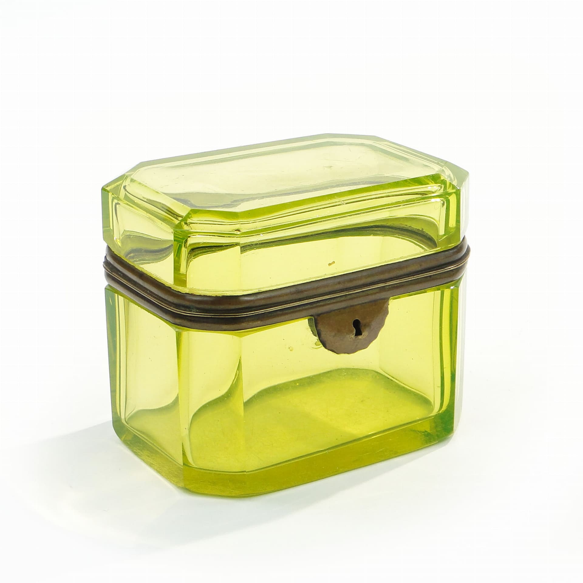 Tea caddy Biedermeier, turquoise uranium glass, Austria, 19th c. - 172255