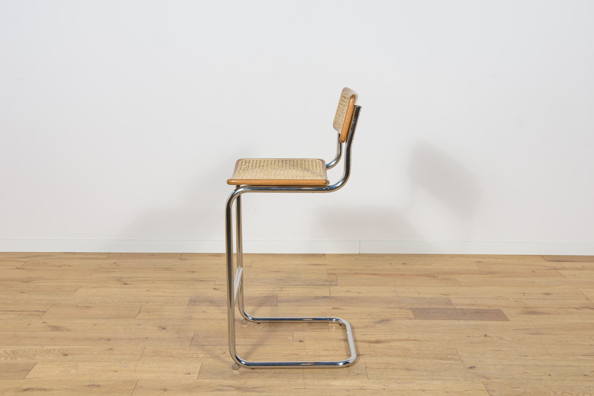 Komplet czterech hokerów Cesca, buk jasnobrązowy, stal chromowana, rattan, proj. M. Breuer, Włochy, lata 70. - 172279