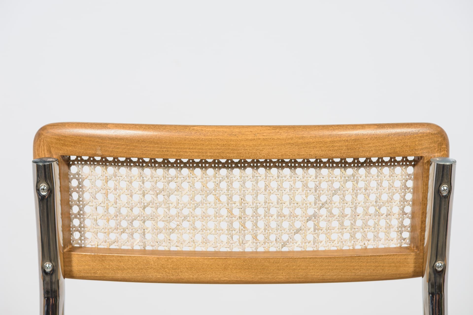 Komplet czterech hokerów Cesca, buk jasnobrązowy, stal chromowana, rattan, proj. M. Breuer, Włochy, lata 70. - 172285