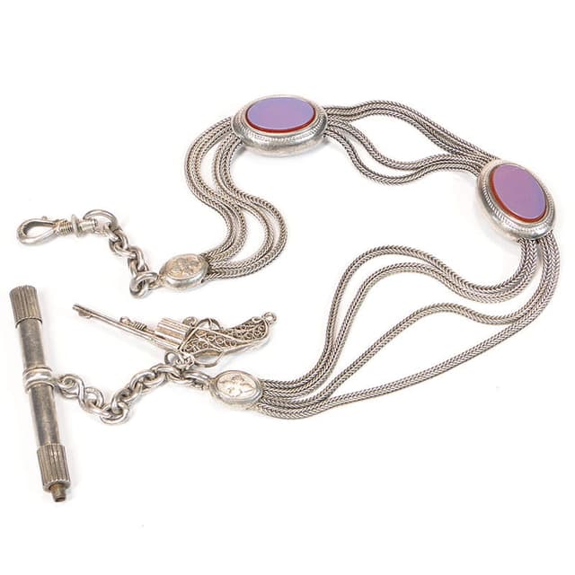 Pocket Watch Chain Biedermeier, silver, Austria, 1860s - DIMENSION