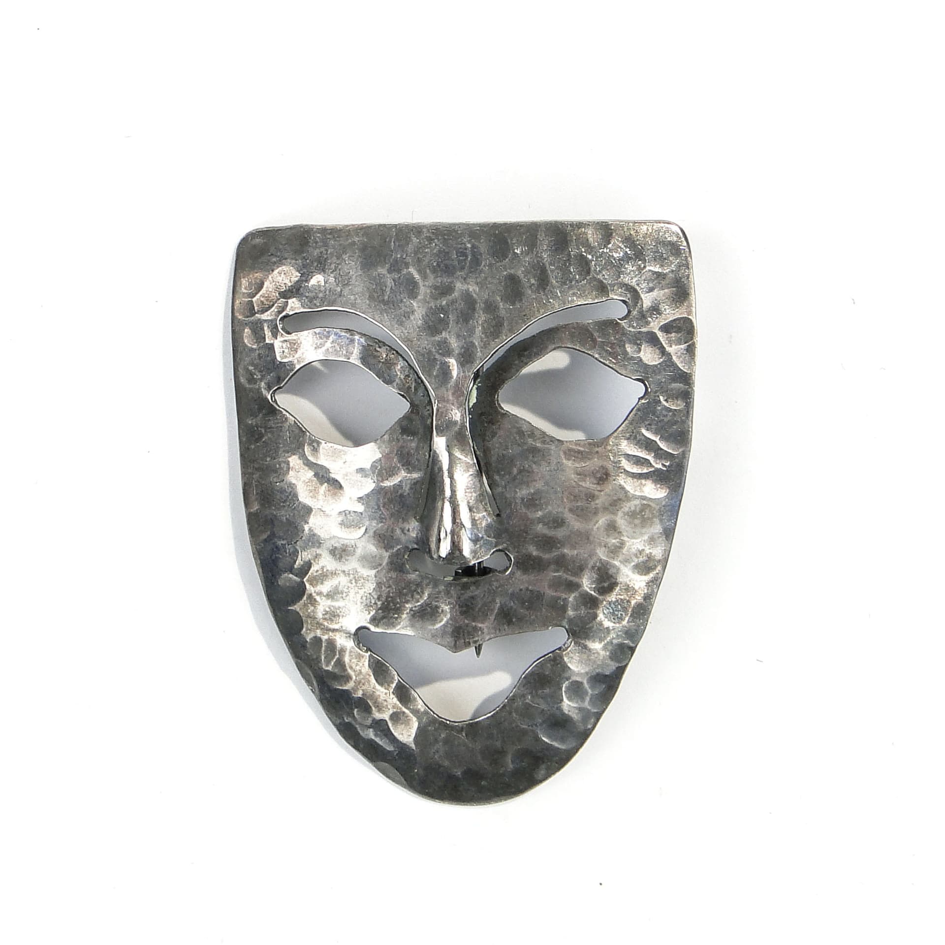 Broszka maska, srebro, Polska, lata 60. - 172354