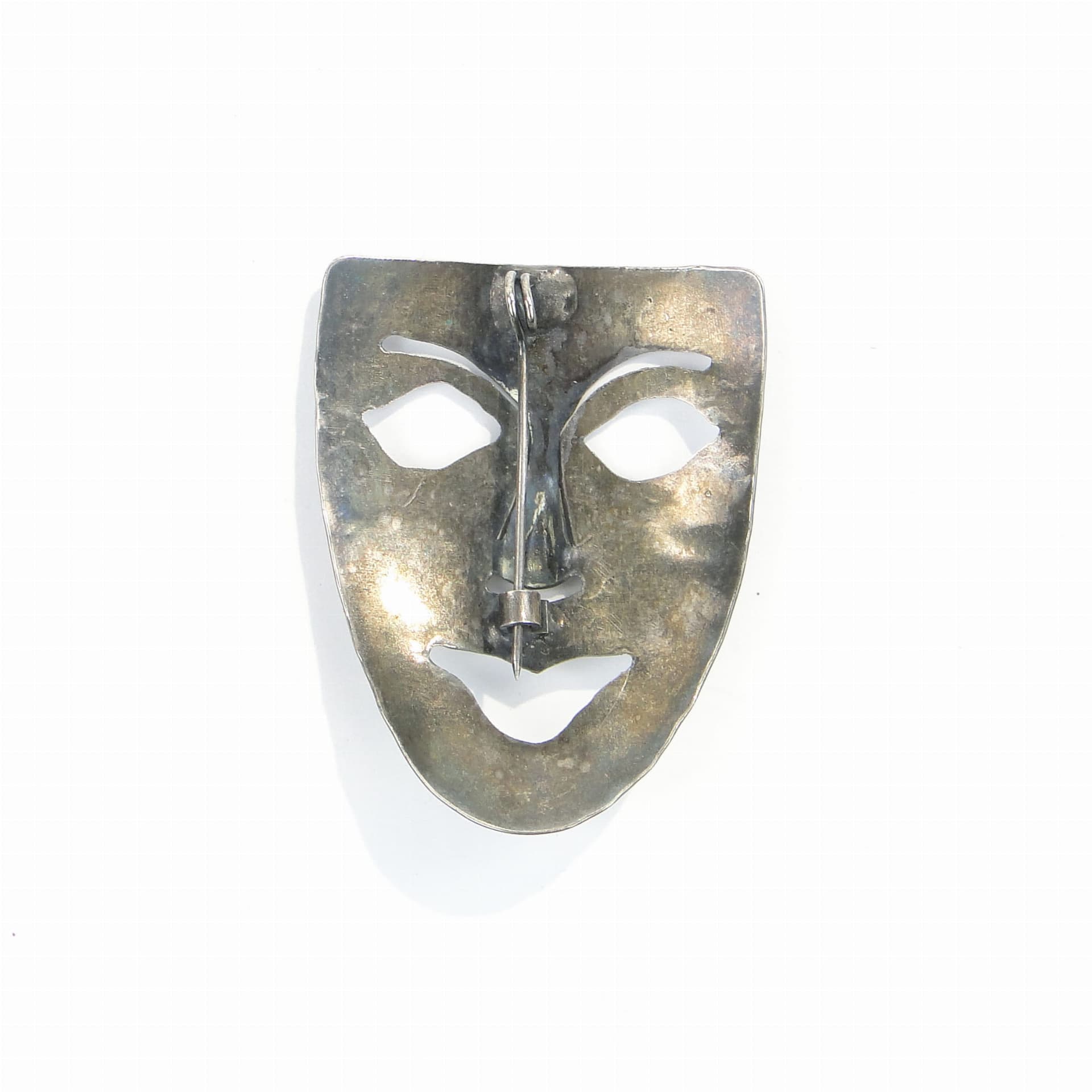 Broszka maska, srebro, Polska, lata 60. - 172350