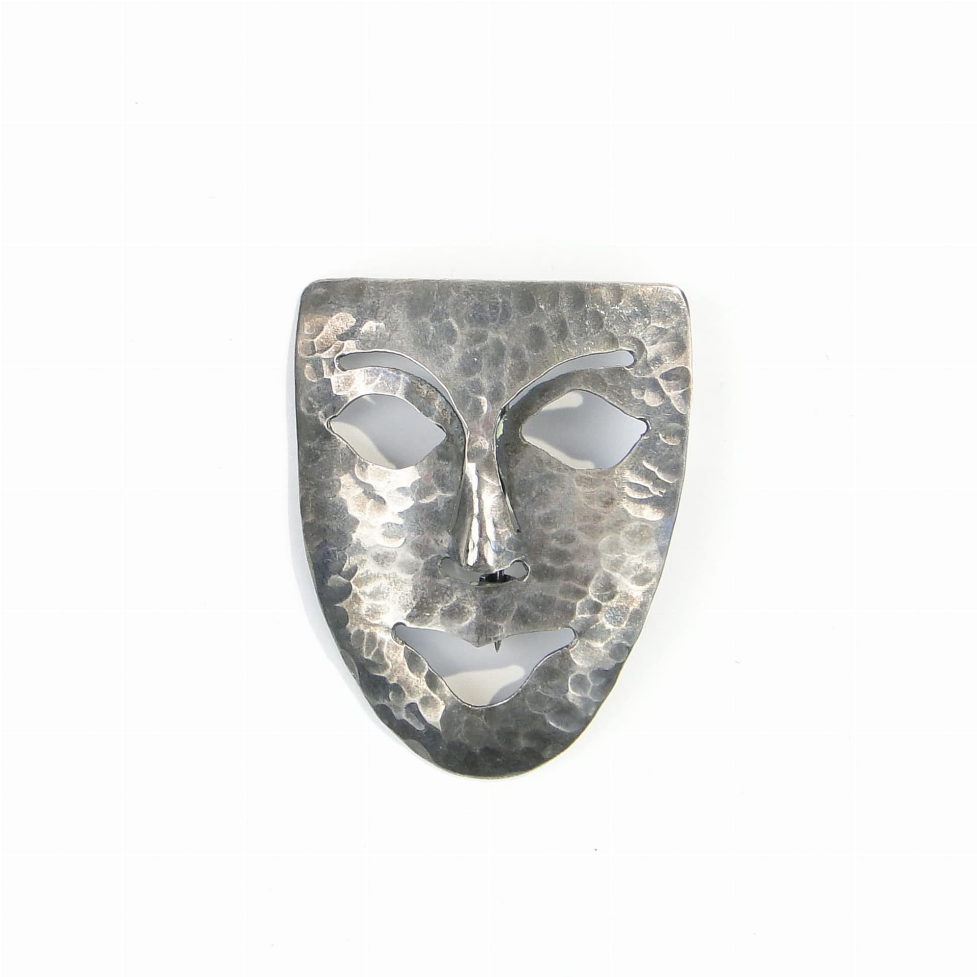 Broszka maska, srebro, Polska, lata 60. - 172353