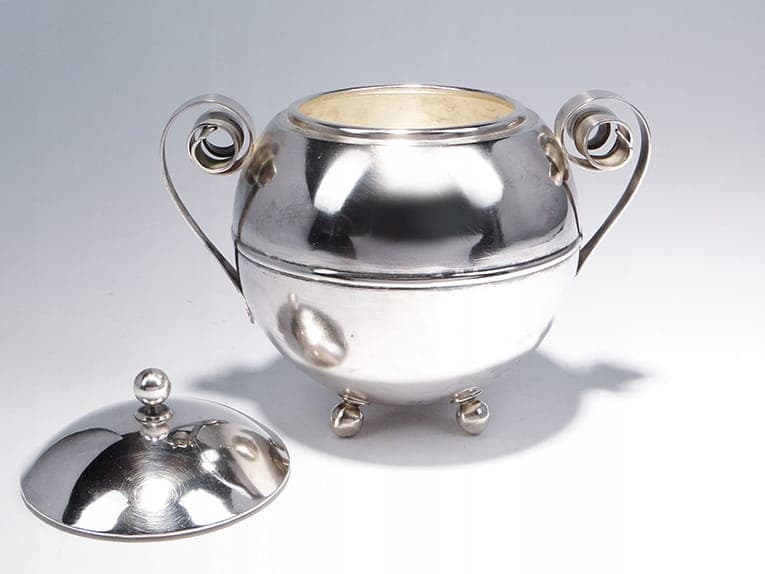 Cukiernica Art déco, srebrny metal, Warszawa, Polska, lata 30. - 172369