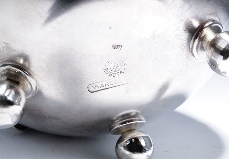 Cukiernica Art déco, srebrny metal, Warszawa, Polska, lata 30. - 172367