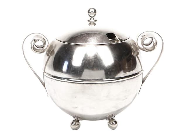 Cukiernica Art déco, srebrny metal, Warszawa, Polska, lata 30. - WYMIARY