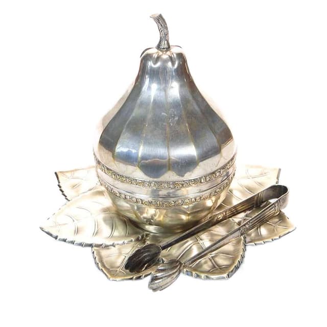 Bonbonniere Pear, silver brass, Sandrik, Slovakia, 1920s. - DIMENSION