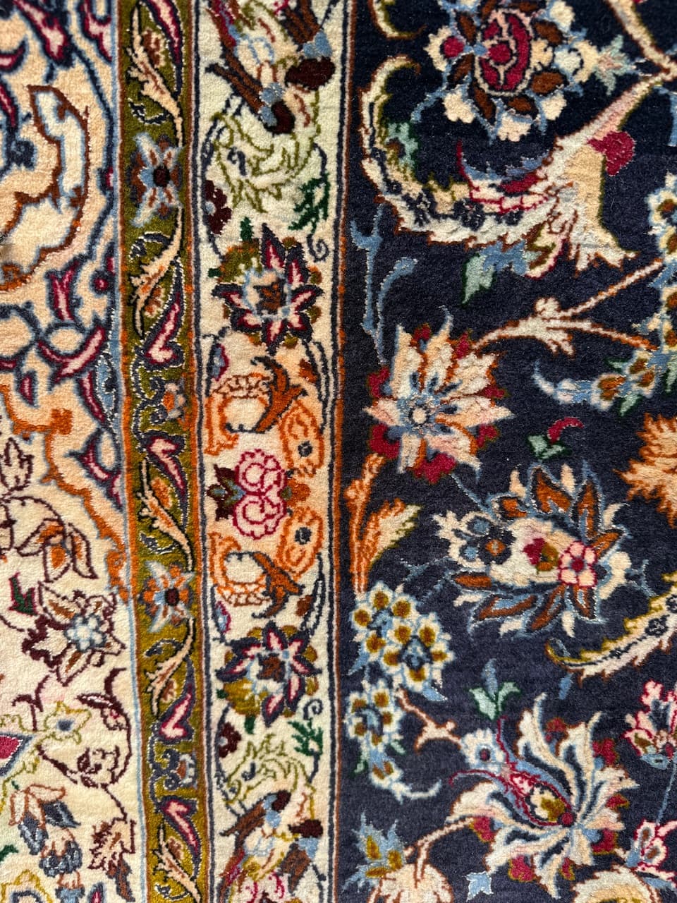 Persian rug Isfahan, multicolor, Kashmiri wool silk, Iran, 1990s. - 172423
