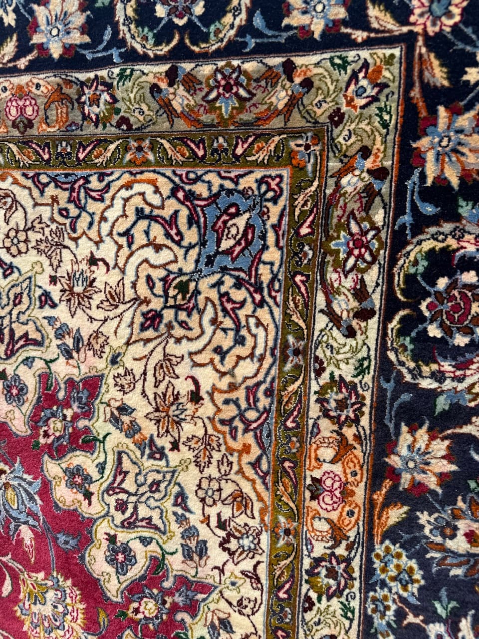Persian rug Isfahan, multicolor, Kashmiri wool silk, Iran, 1990s. - 172425