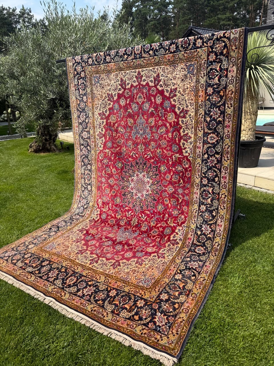 Persian rug Isfahan, multicolor, Kashmiri wool silk, Iran, 1990s. - 172426