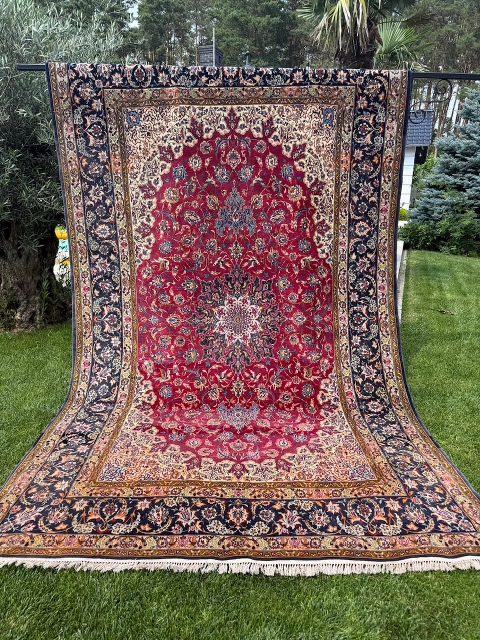 Persian rug Isfahan, multicolor, Kashmiri wool silk, Iran, 1990s. - 172418