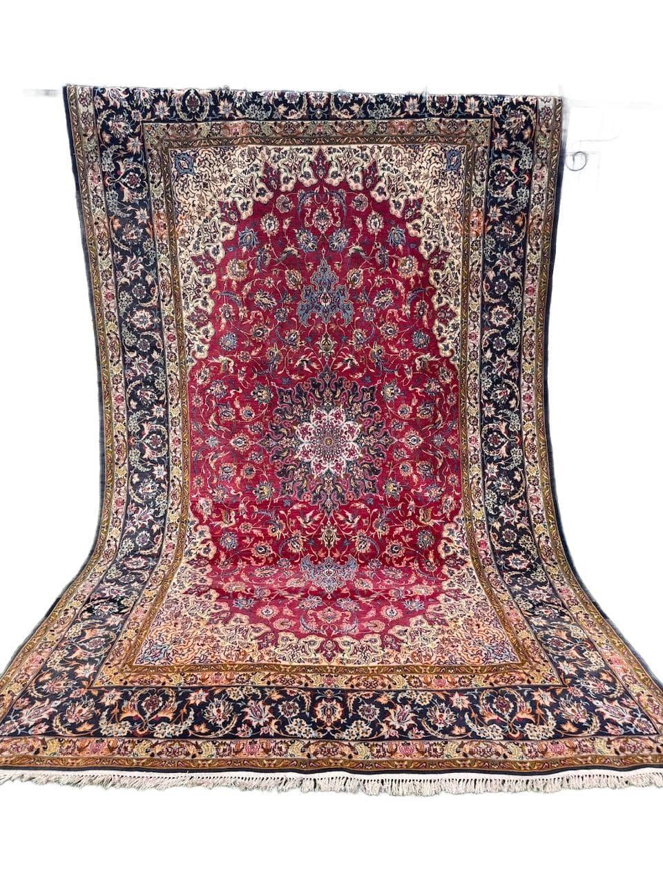 Persian rug Isfahan, multicolor, Kashmiri wool silk, Iran, 1990s.