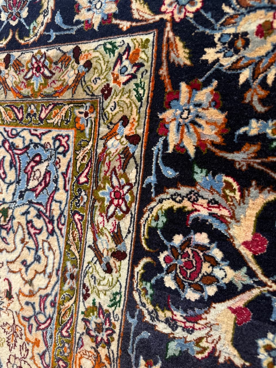 Persian rug Isfahan, multicolor, Kashmiri wool silk, Iran, 1990s. - 172422