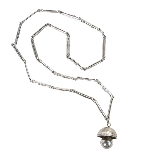 Naszyjnik dzwoneczek, srebro, Polska, lata 60. - WYMIARY