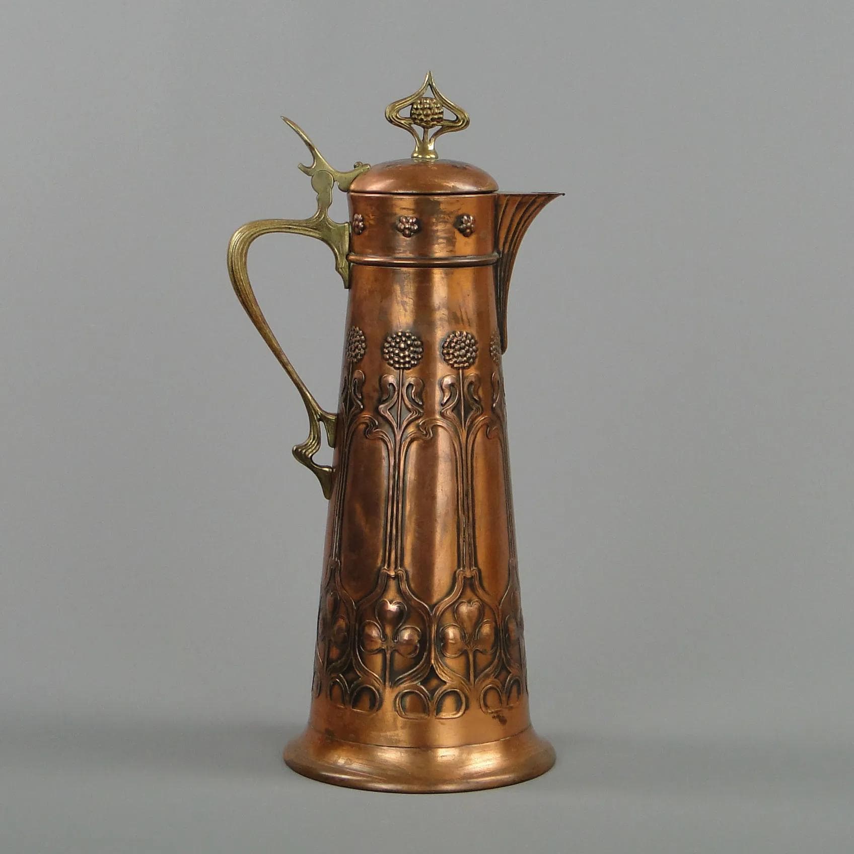 Wine Jug Art Nouveau, copper brass, WMF, Germany, early 20th c. - 11472