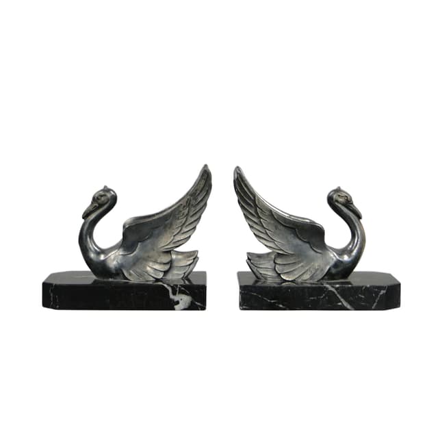 Pair of bookends Art Deco, dark brown marble, France, 1920s. - DIMENSION