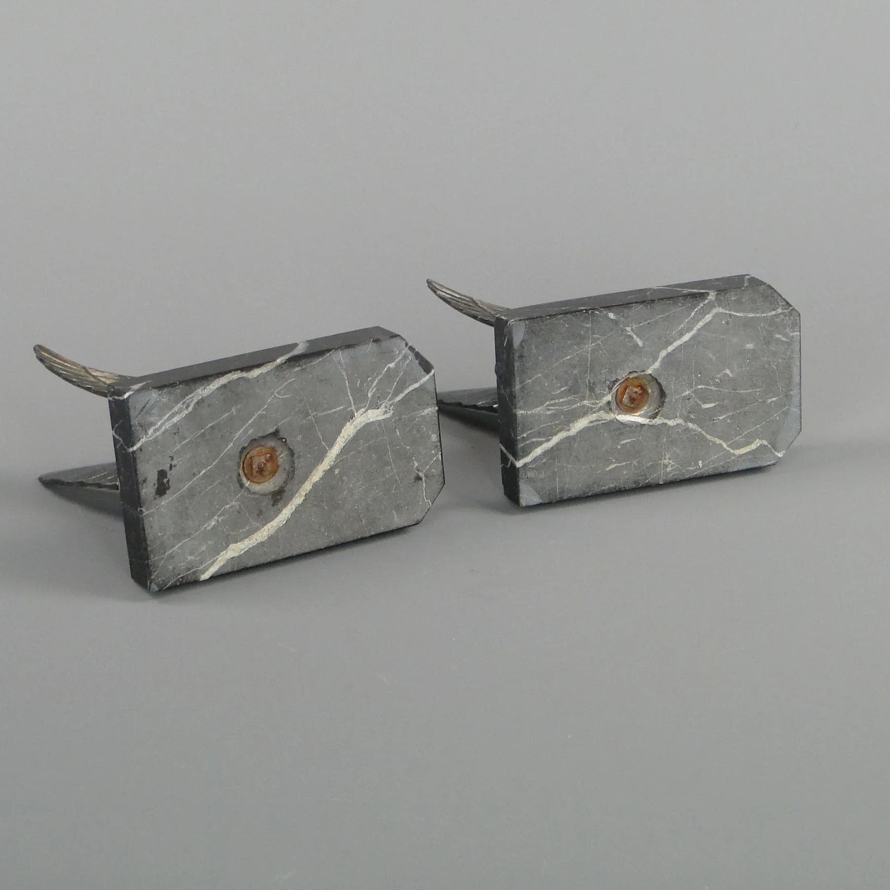 Pair of bookends Art Deco, dark brown marble, France, 1920s. - 11487