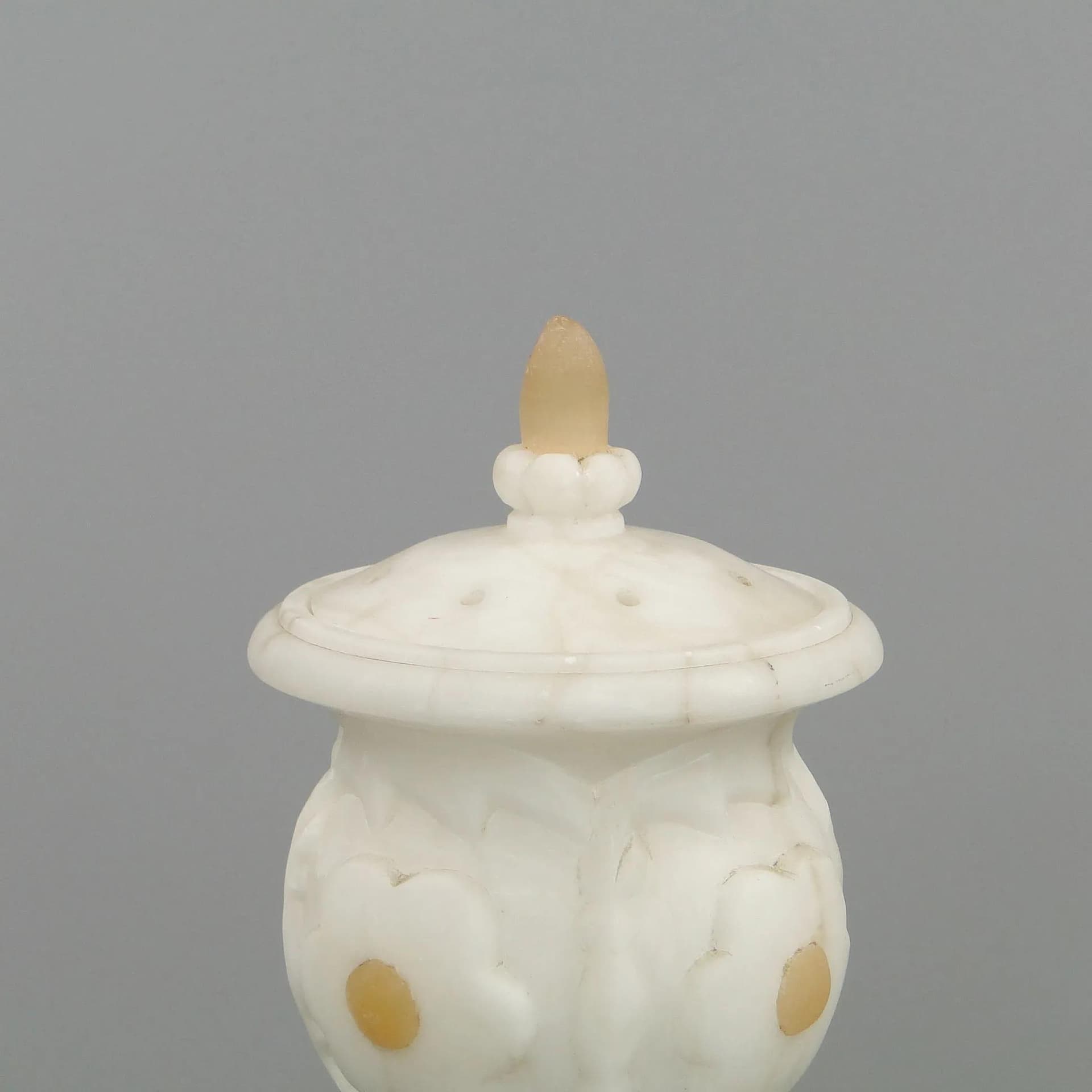 Lampa stołowa Art Deco, alabaster biały, granit szary, Francja, lata 20. - 11500