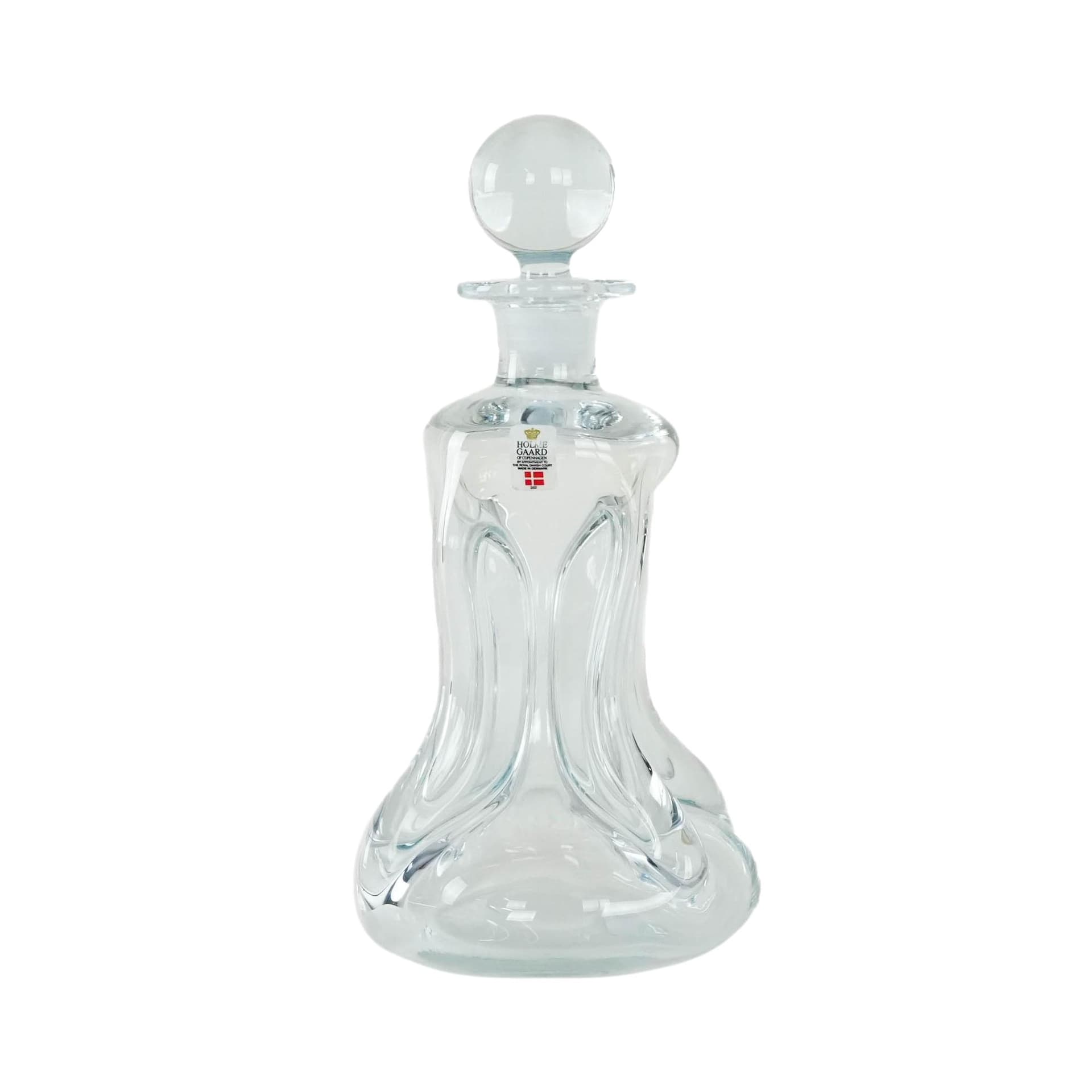 Decanter Kluk, transparent glass, Holmegaard, Denmark, 1970s.