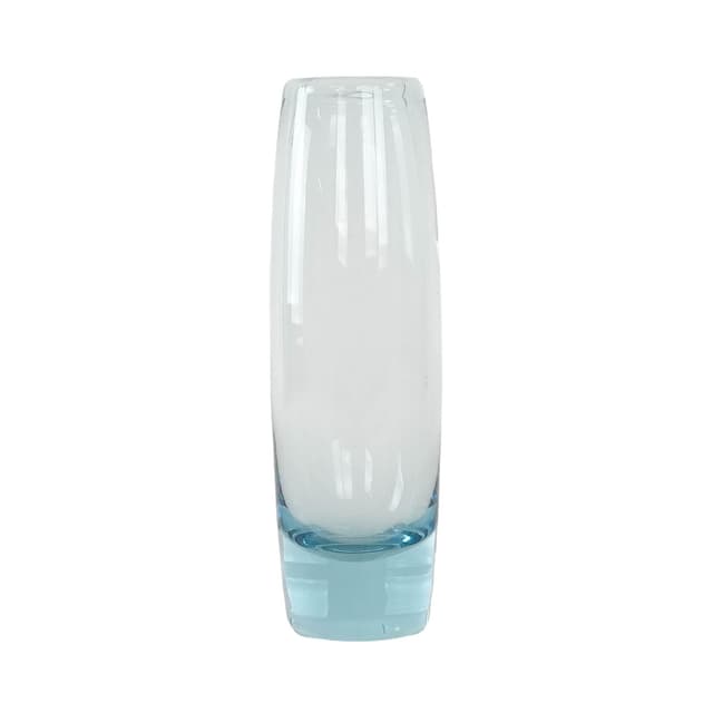 Wazon cylindryczny, transparentny niebieski, szkło, proj. P. Lütken, Holmegaard, Dania, lata 50. - WYMIARY