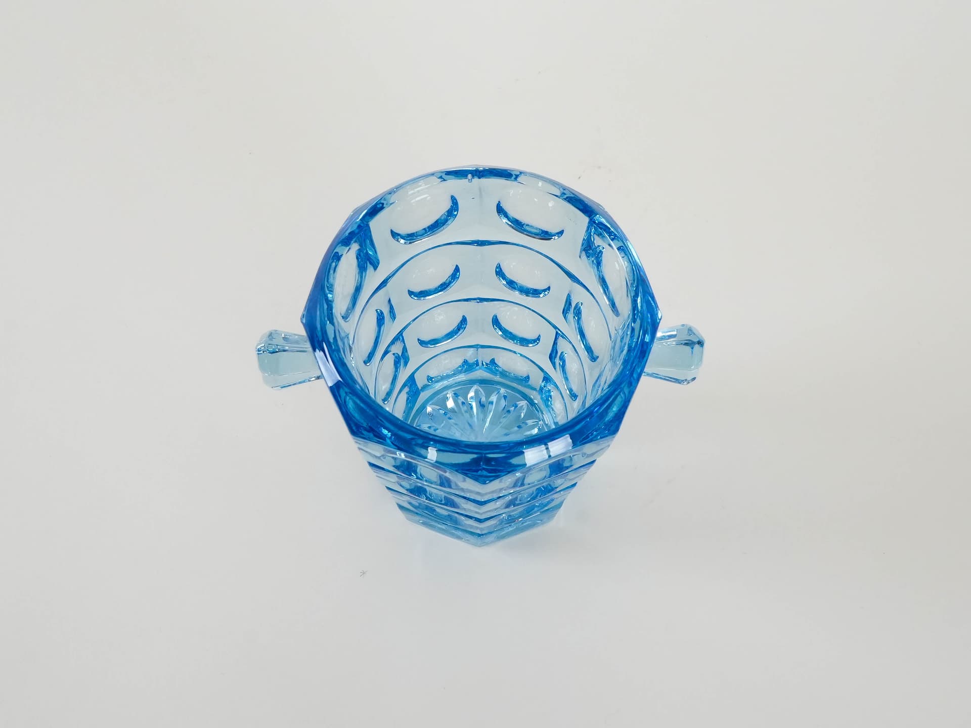 Wiaderko na lód Rosice, szkło turkusowe, proj. R. Jurnikl, Sklo Union, Czechy, lata 50. - 173154