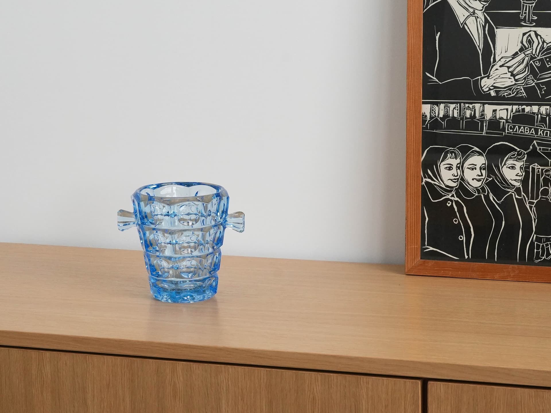 Wiaderko na lód Rosice, szkło turkusowe, proj. R. Jurnikl, Sklo Union, Czechy, lata 50. - 173156