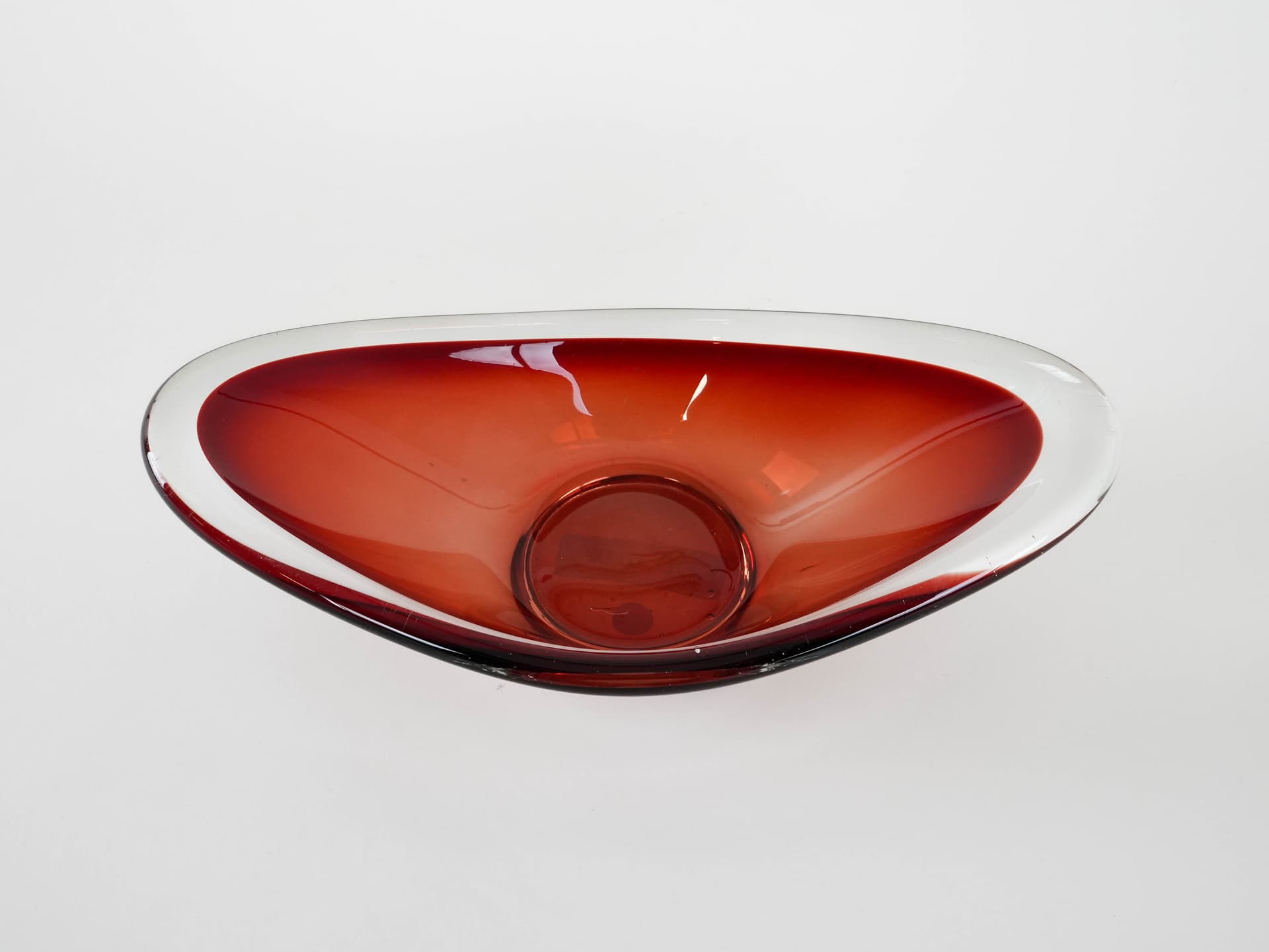 Patera, Murano, czerwony, szkło, Włochy, lata 60. - 173219