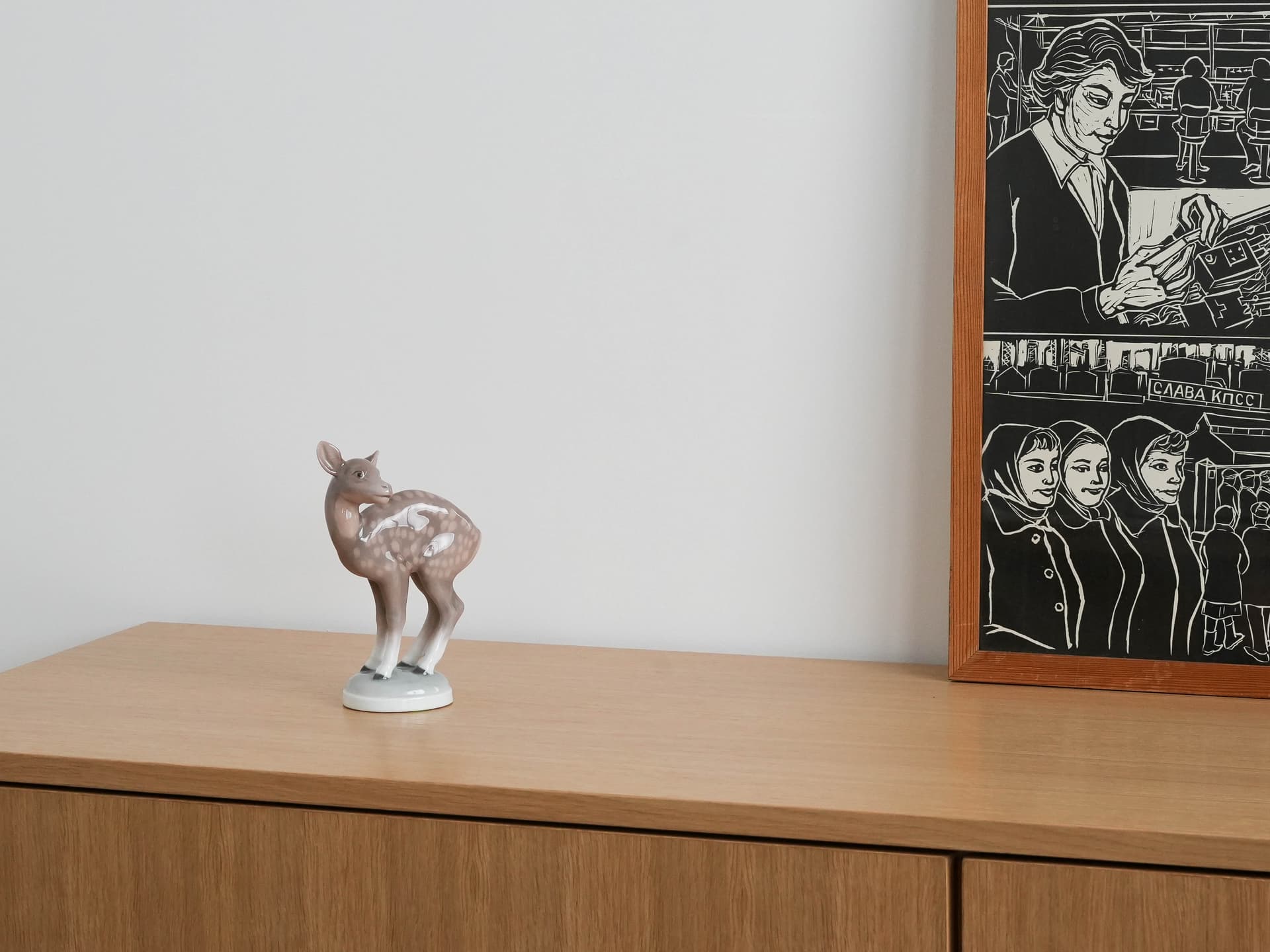 Figurka jelonek, srebrnoszary, porcelana, Bing & Grøndahl, Dania, lata 70. - 173252