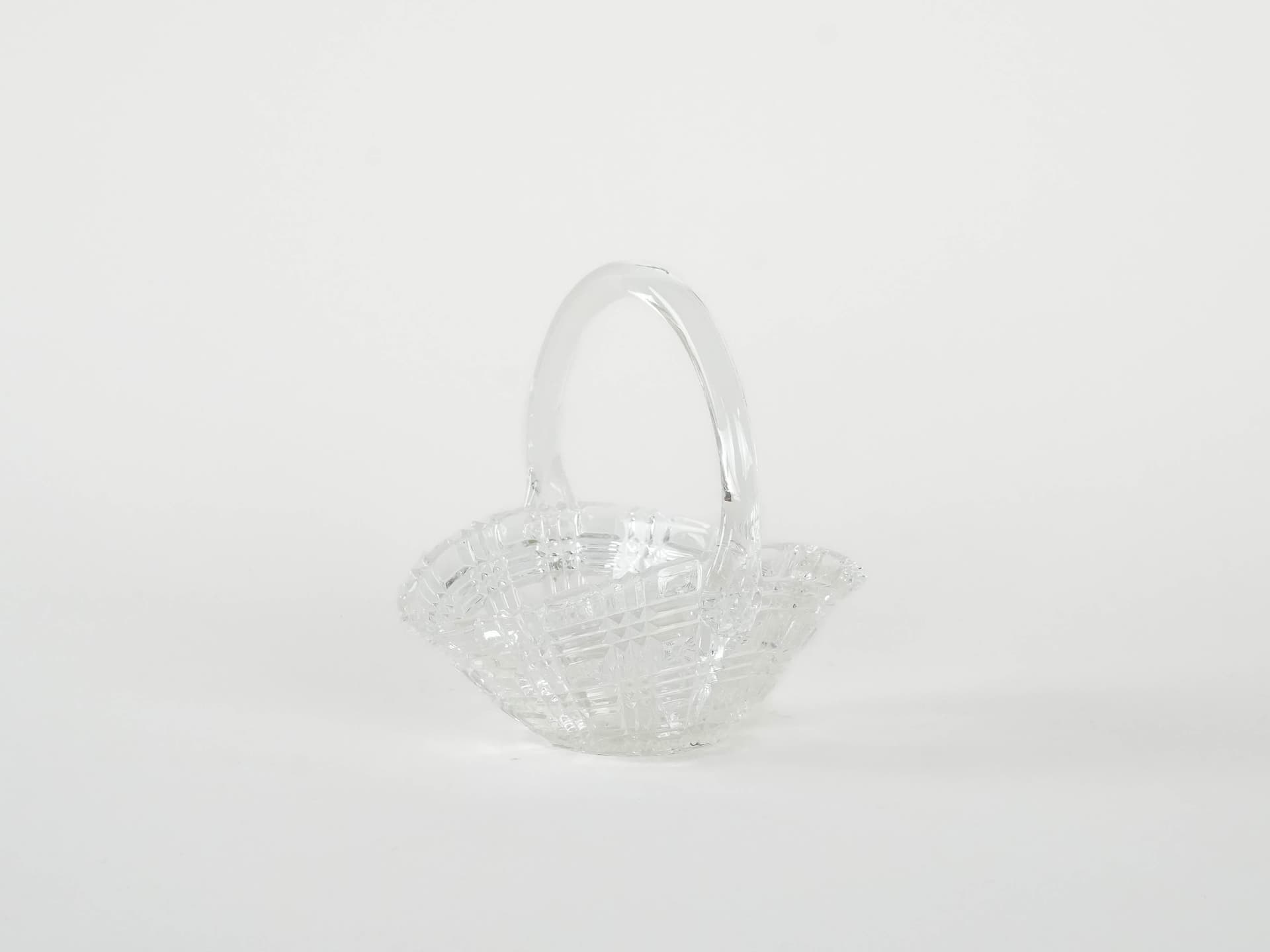 Cukiernica koszyczek, transparentny kryształ, Dania, lata 70. - 173255
