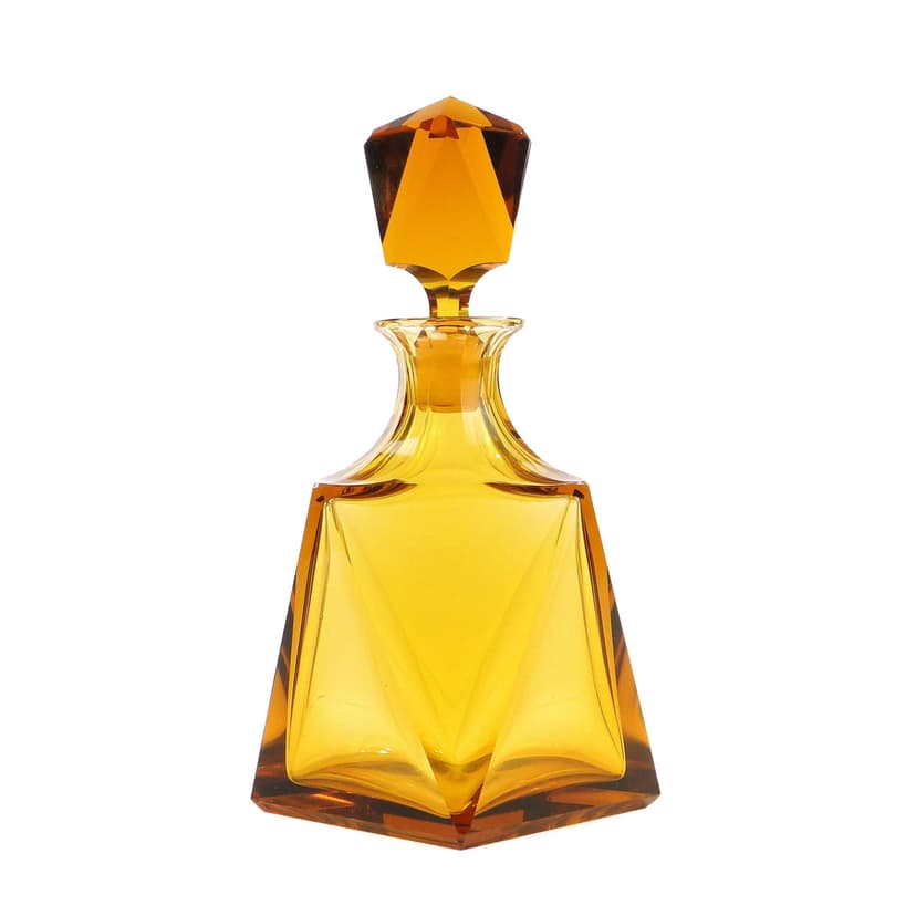 Karafka Art déco, golden, kryształ, Moser, Czechy, lata 30.