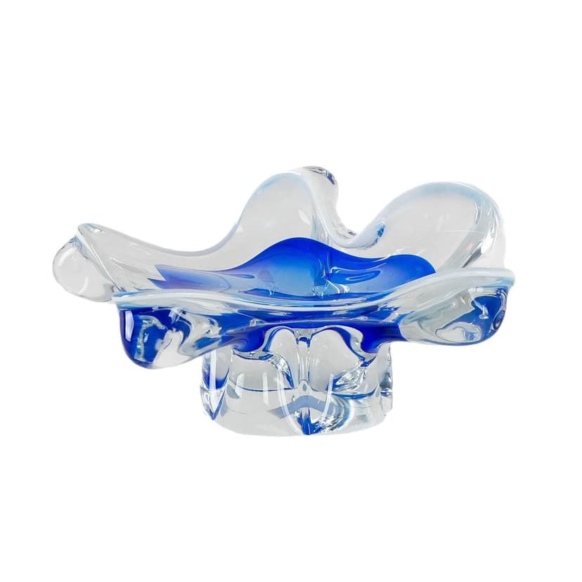 Bowl Murano, blue transparent, glass, Italy, 1960s.