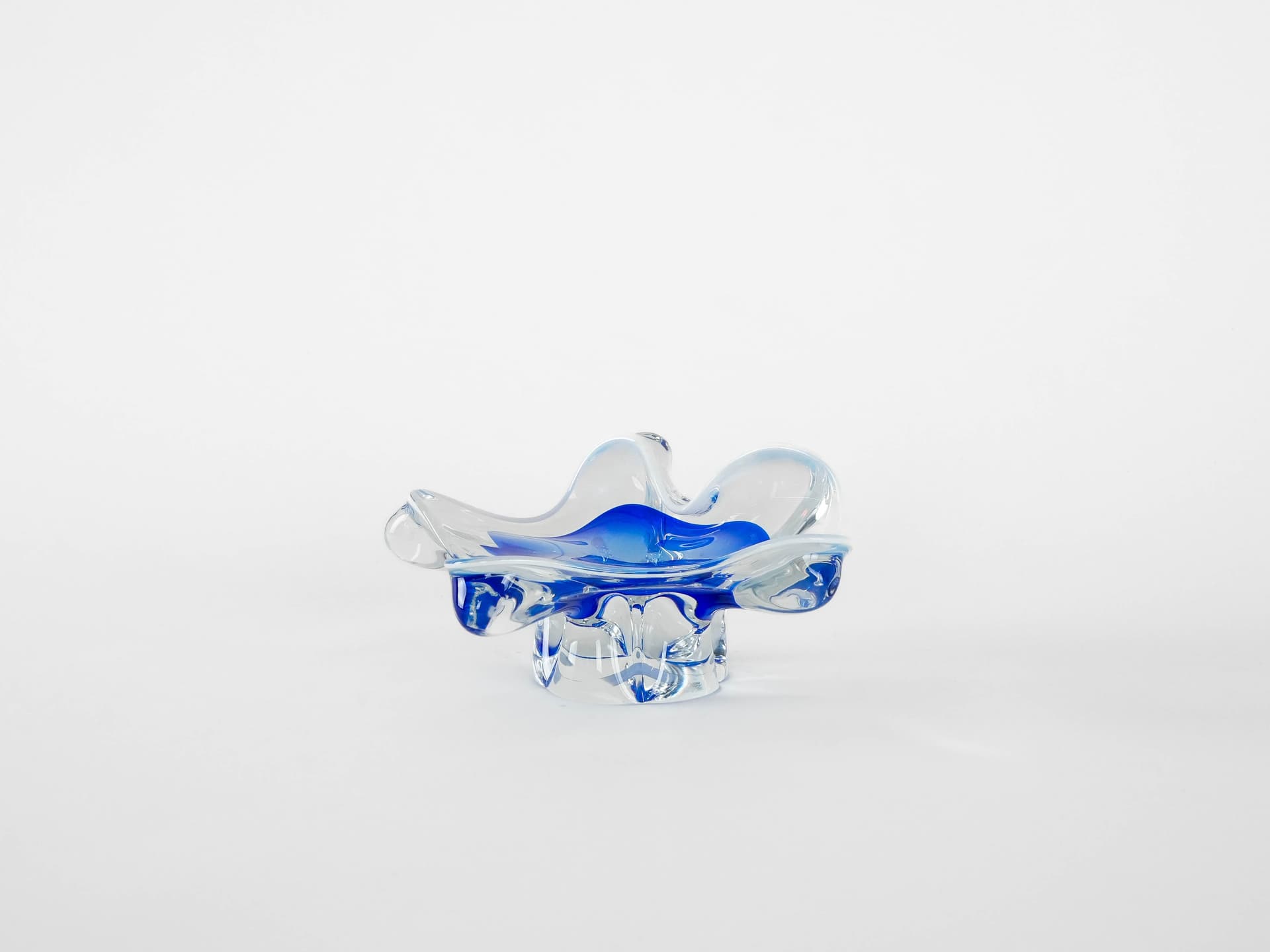 Bowl Murano, blue transparent, glass, Italy, 1960s. - 173304