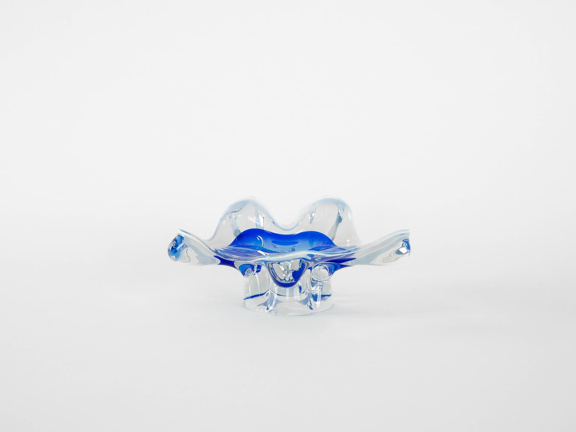 Bowl Murano, blue transparent, glass, Italy, 1960s. - 173303