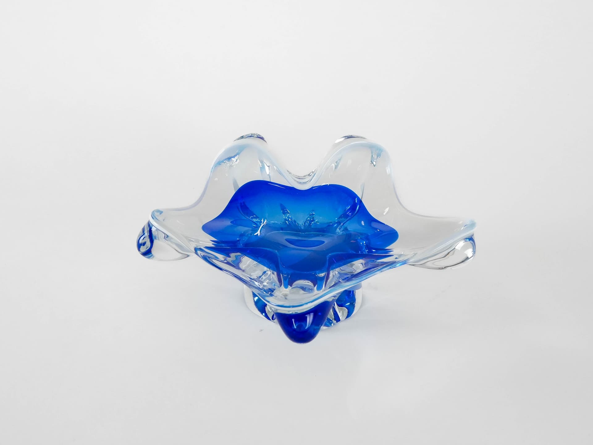 Bowl Murano, blue transparent, glass, Italy, 1960s. - 173305