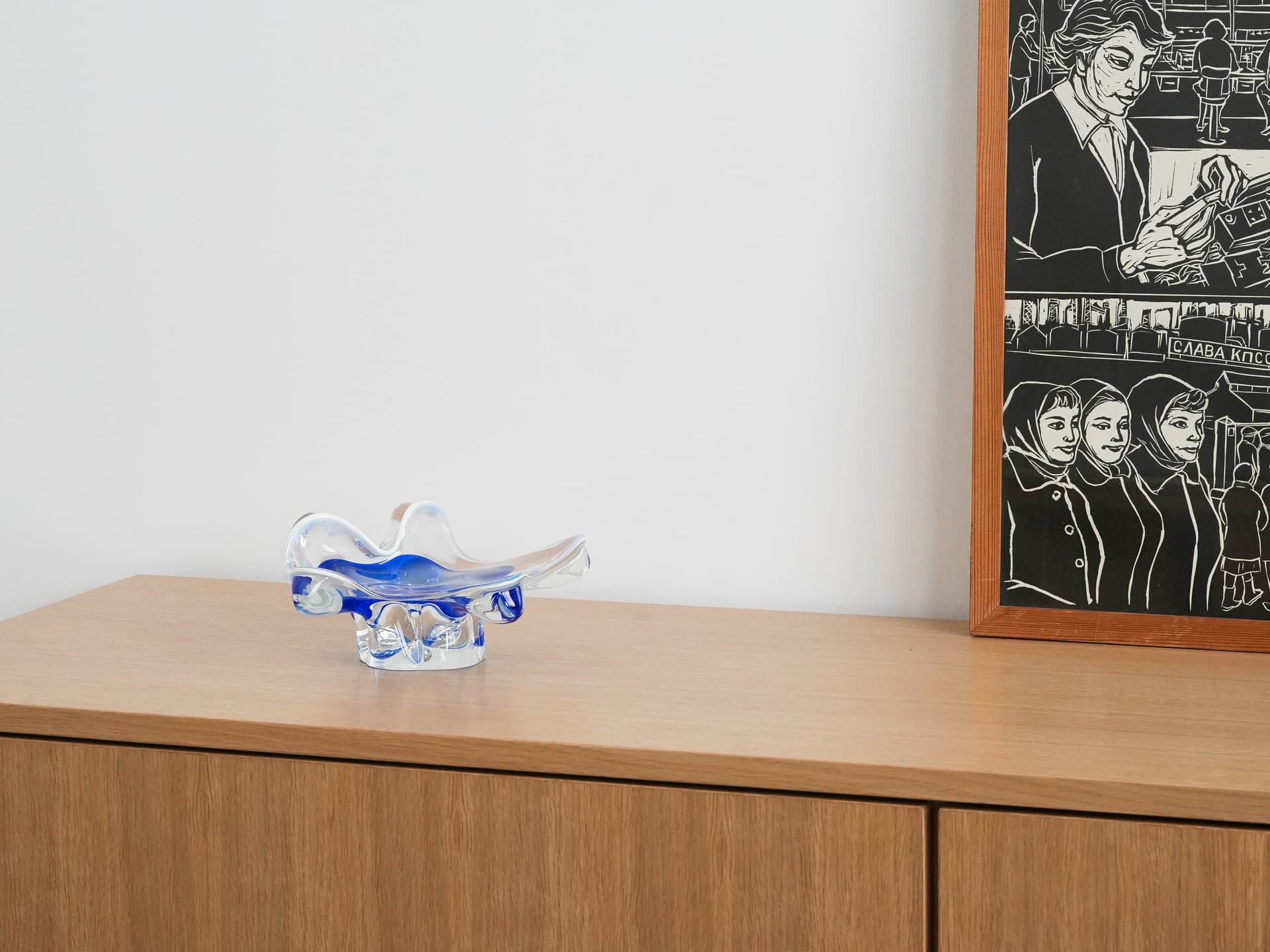 Bowl Murano, blue transparent, glass, Italy, 1960s. - 173307