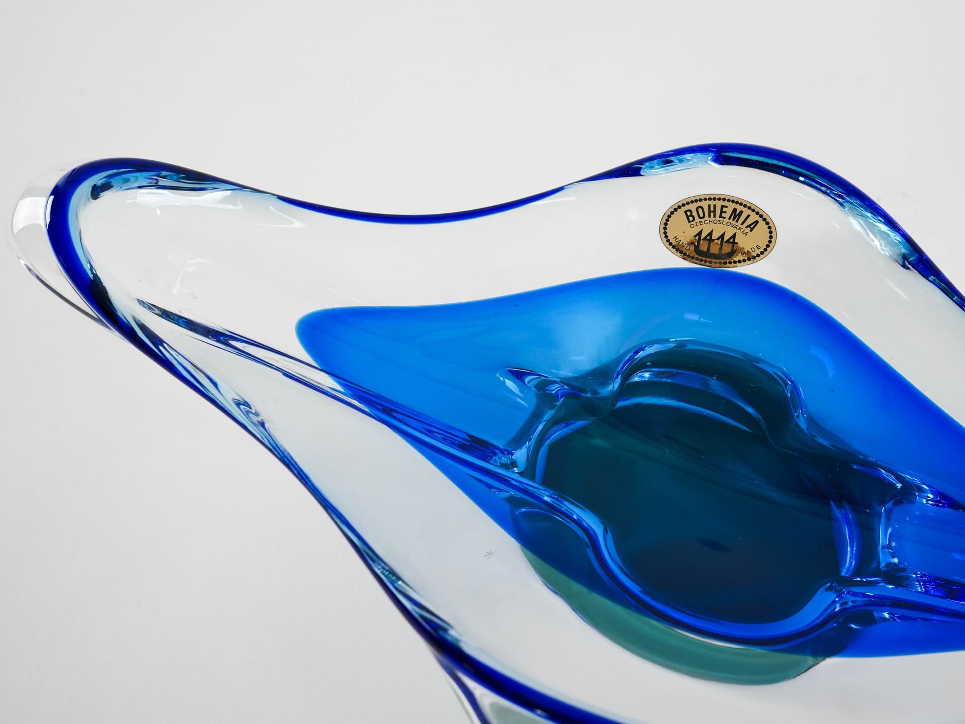 Bowl, Bohemia, turquoise glass, Bohemia, Czech Republic, 1970s. - 173315