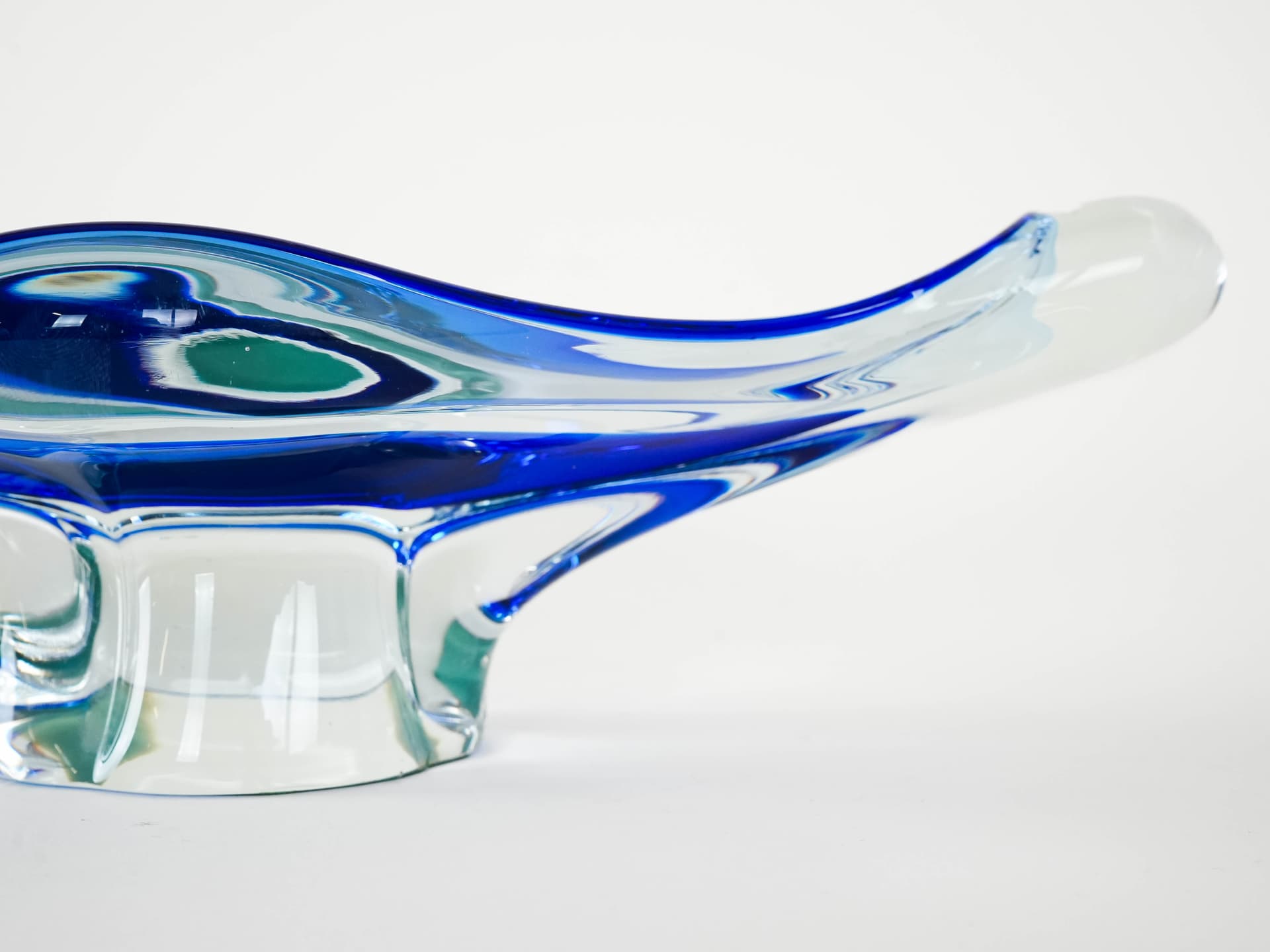 Bowl, Bohemia, turquoise glass, Bohemia, Czech Republic, 1970s. - 173314