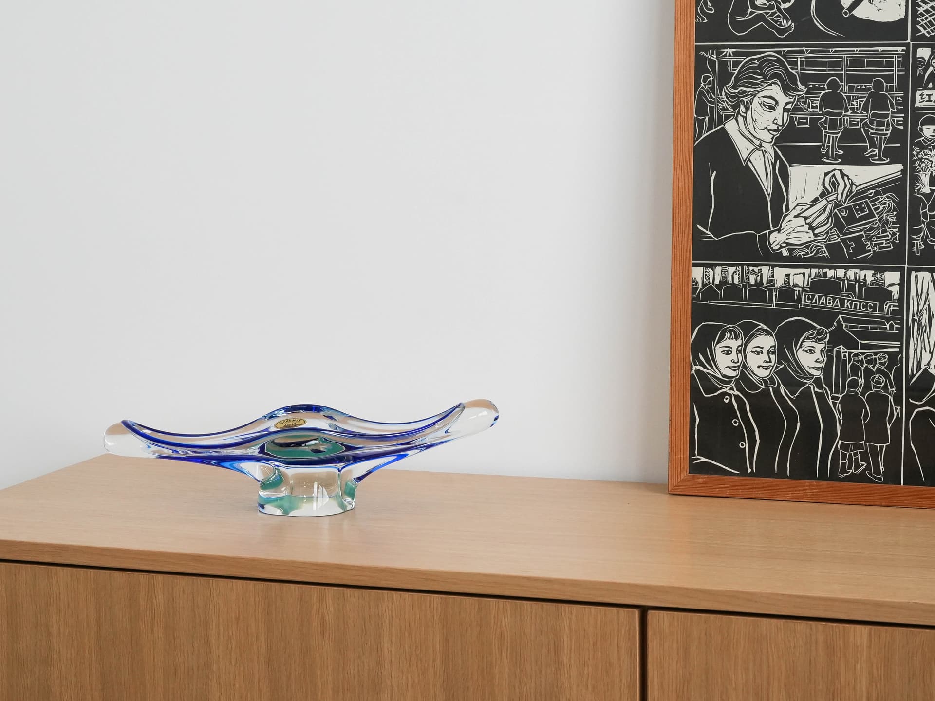 Bowl, Bohemia, turquoise glass, Bohemia, Czech Republic, 1970s. - 173317