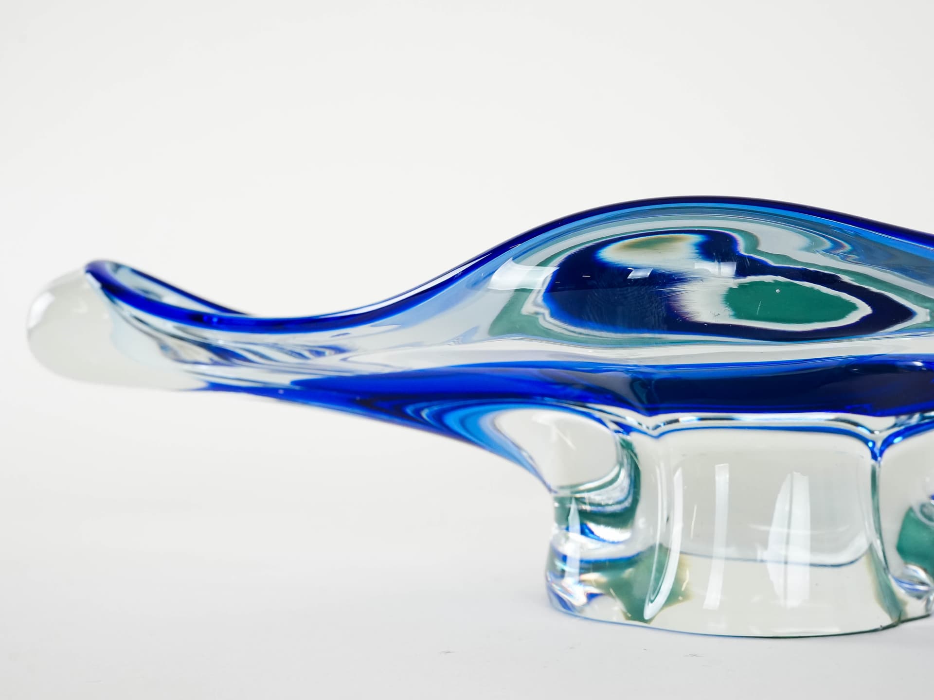 Bowl, Bohemia, turquoise glass, Bohemia, Czech Republic, 1970s. - 173313