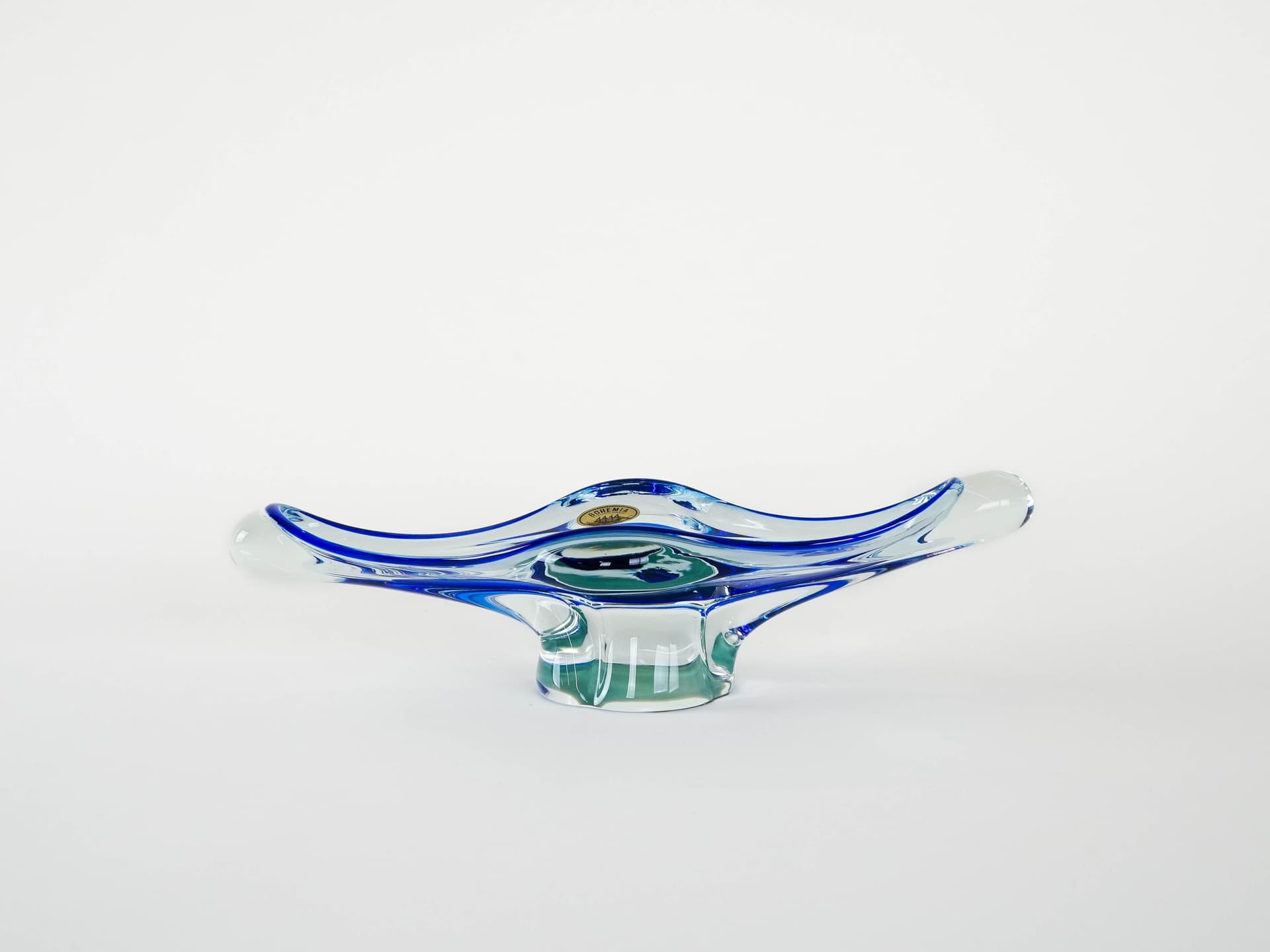 Bowl, Bohemia, turquoise glass, Bohemia, Czech Republic, 1970s. - 173311