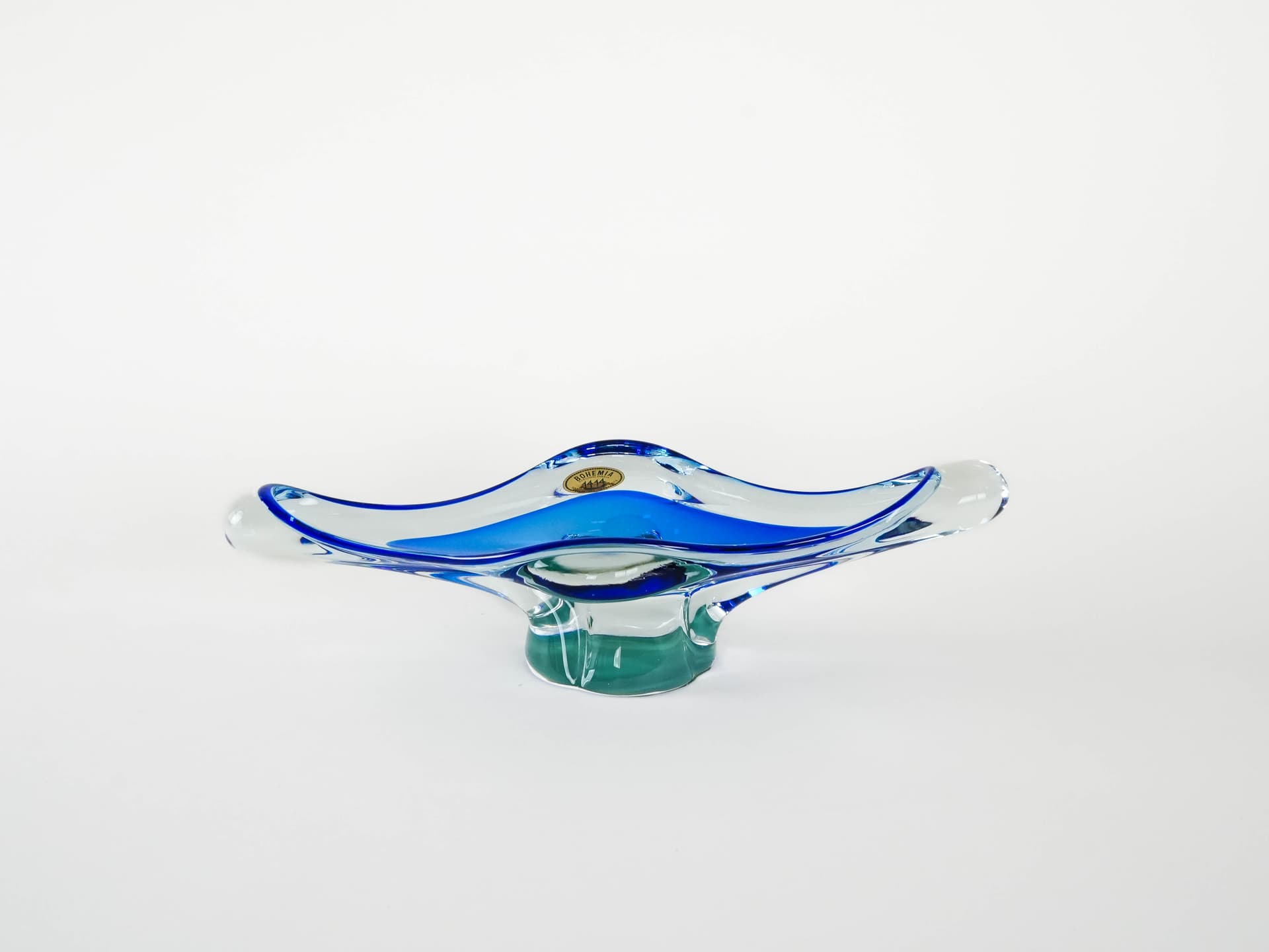 Bowl, Bohemia, turquoise glass, Bohemia, Czech Republic, 1970s. - 173310