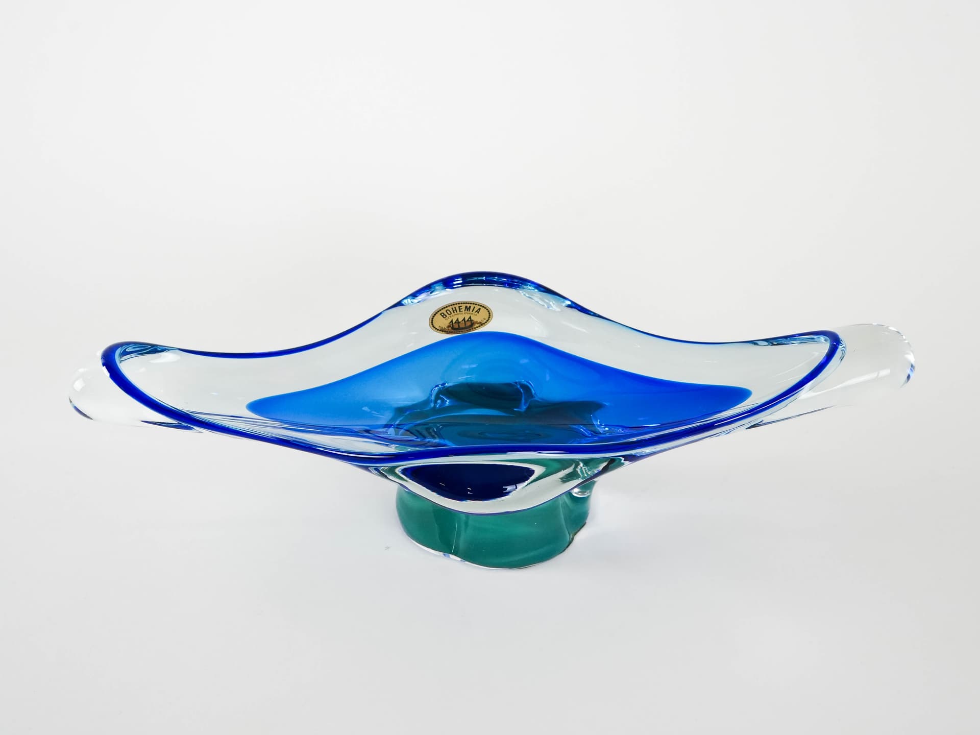 Bowl, Bohemia, turquoise glass, Bohemia, Czech Republic, 1970s. - 173312