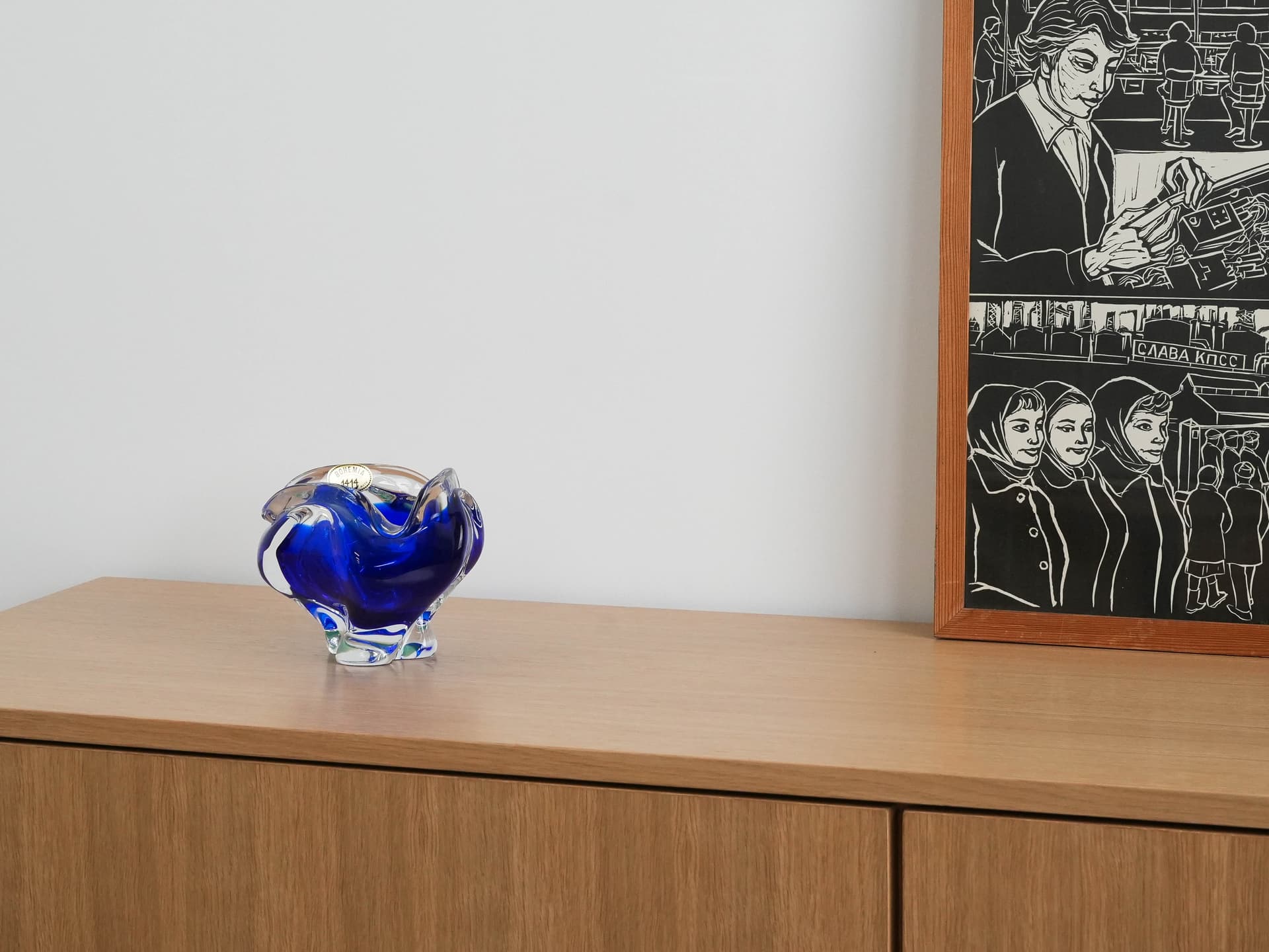 Bowl Bohemia, blue, crystal glass, Bohemia, Czech Republic, 1970s. - 173324