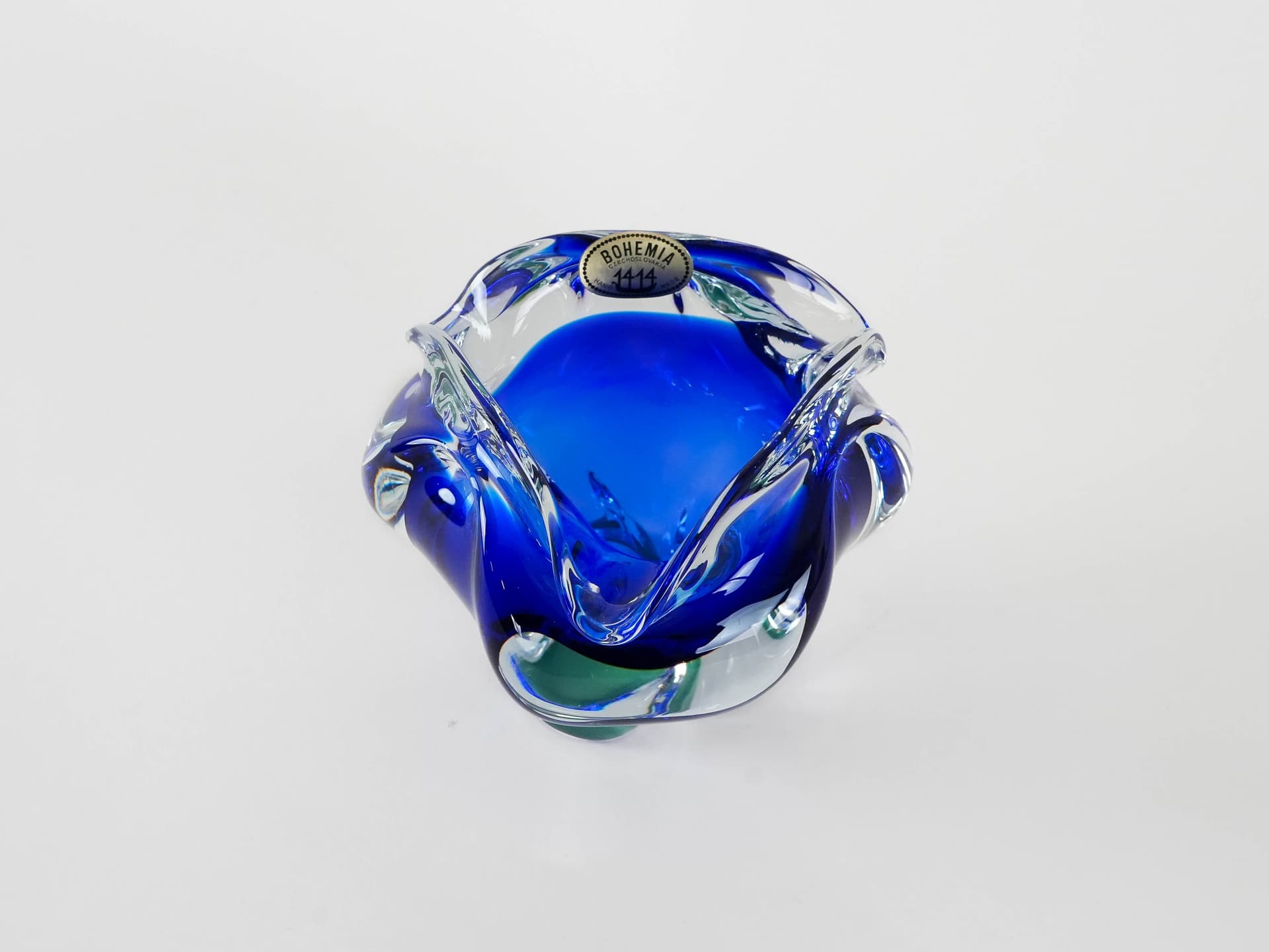 Bowl Bohemia, blue, crystal glass, Bohemia, Czech Republic, 1970s. - 173321