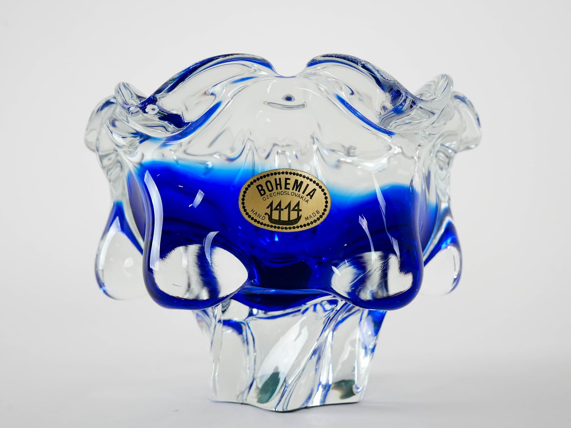 Bowl Bohemia, blue glass, Bohemia, Czech Republic, 1970s. - 173330